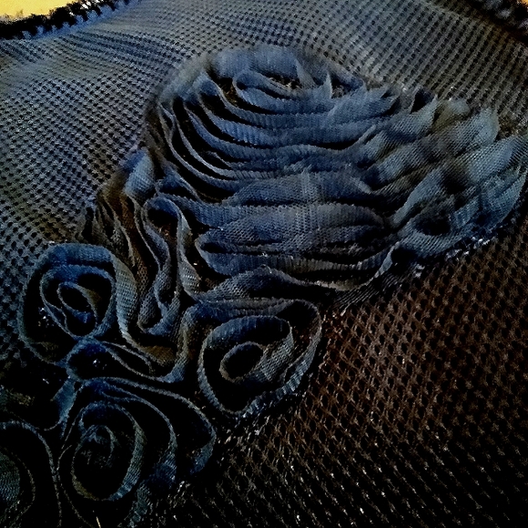 SALE! LEON MAX LIMITED EDITION M L RAISED SOUTACHE CHENILLE SILK FIT FLARE DRESS - Picture 9 of 14